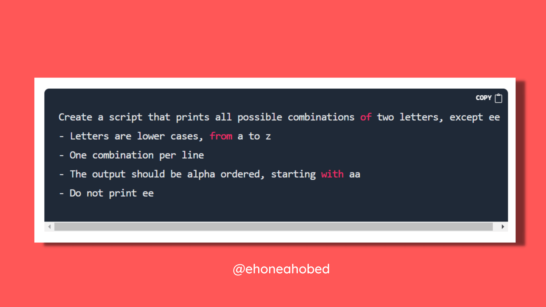 Bash Script That Prints All Possible Combinations Of Two Letters
